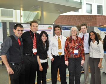 OSU Biology students and CLSE director, Dr. Caroline Breitenberger, at the recent NMS Undergraduate Fesearch ForumHHMI bateriophages projected